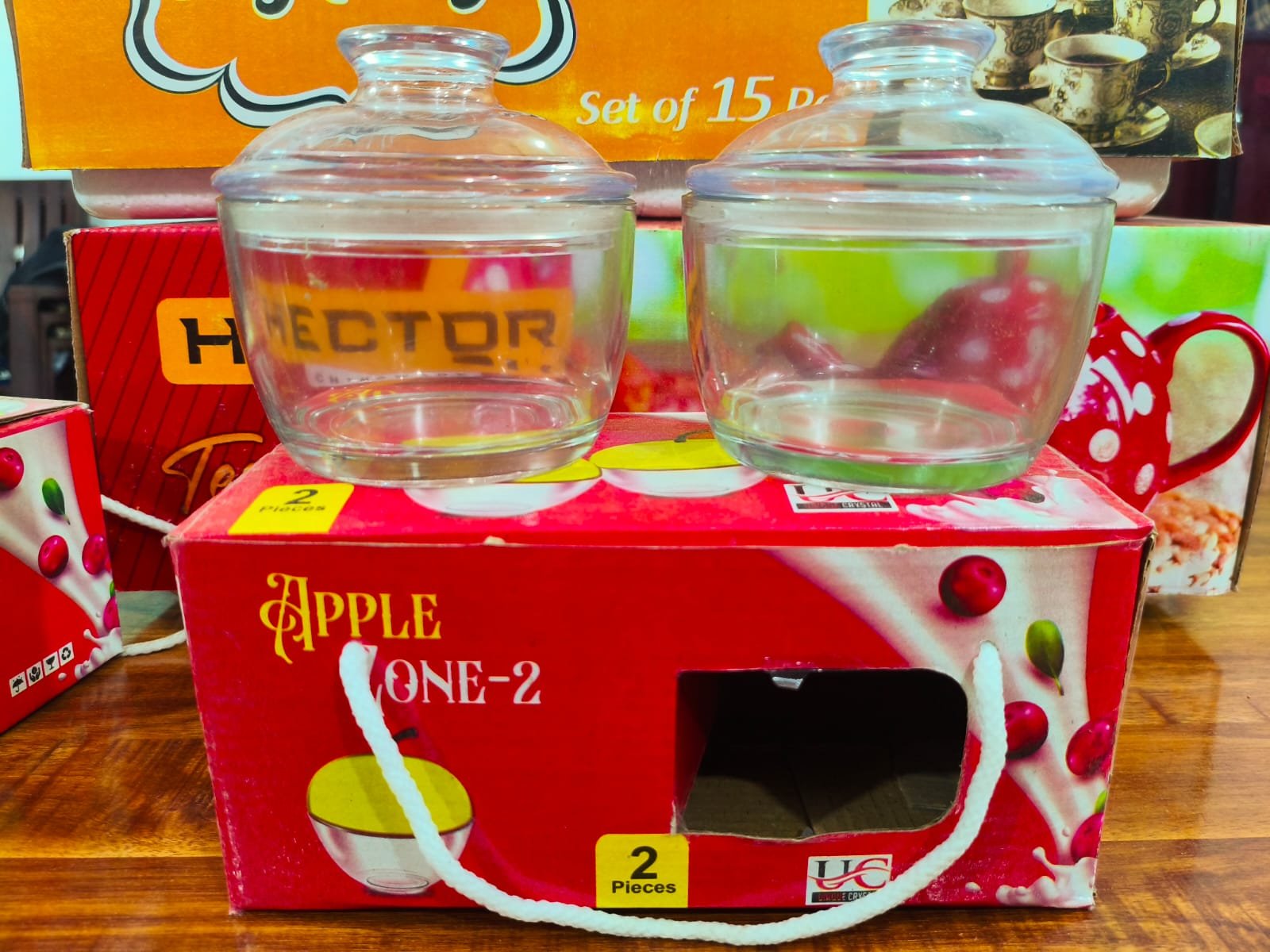 apple zone 2 glass jar with lid (2 pcs set)