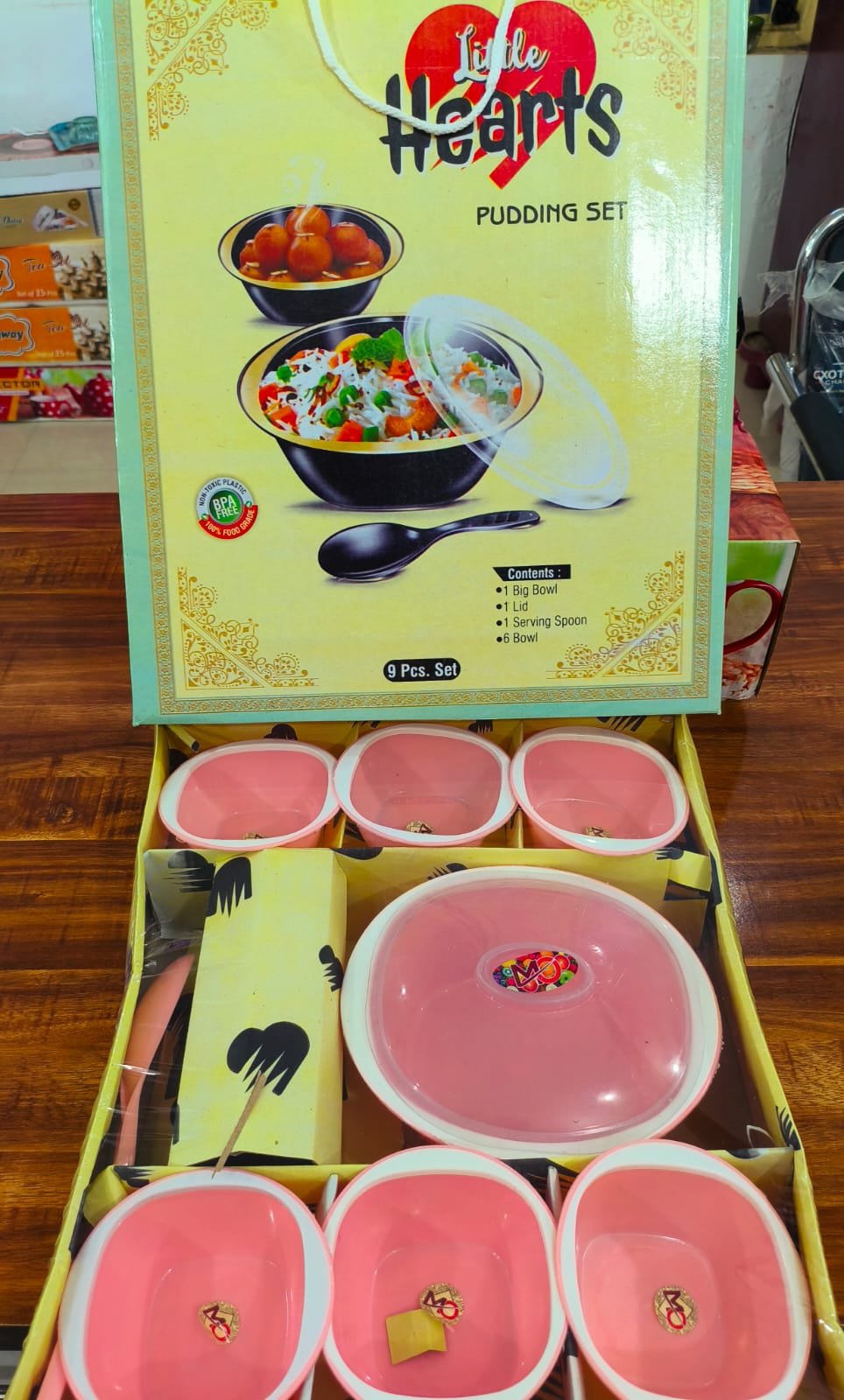 little hearts pudding set (pink – 9 pieces)