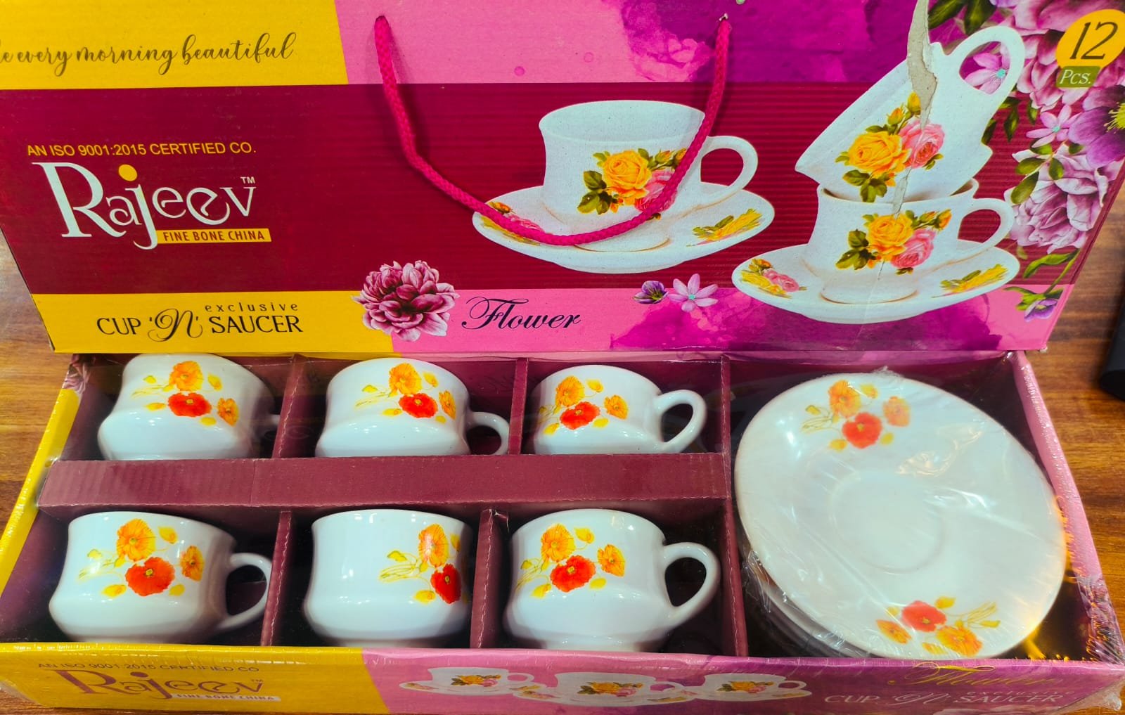rajeev flower exclusive cup ‘n’ saucer set – 12 pieces